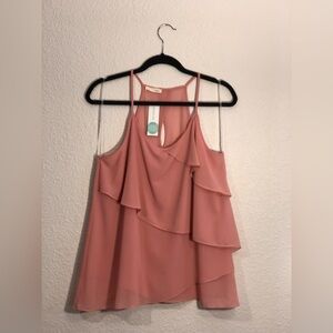 NWT Peach Tank Blouse with Ruffle Detailing
